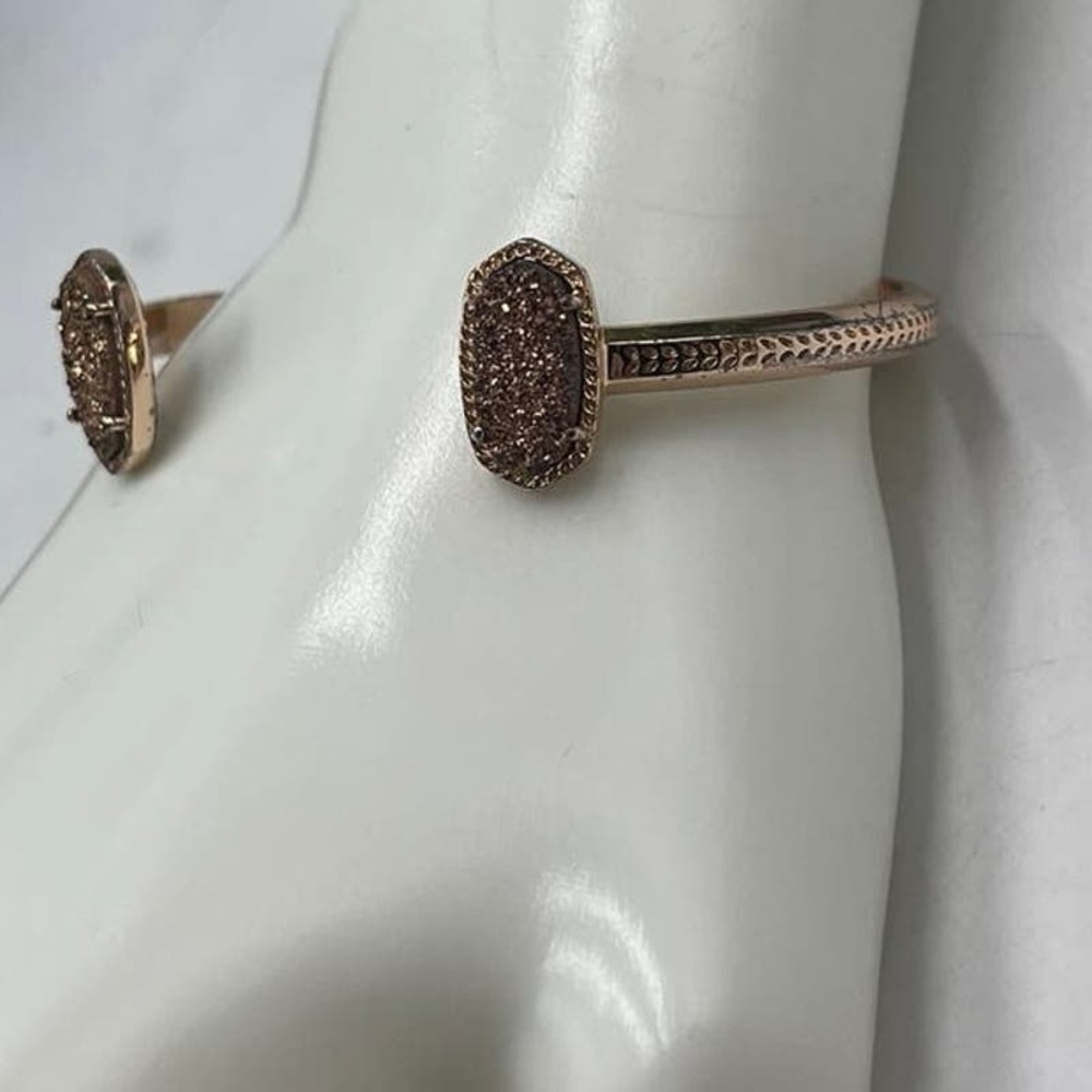 Kendra Scott Elton Rose gold Rose Drusy Cuff Adjustable Bracelet